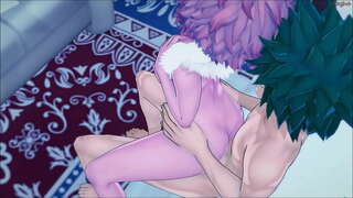 Izuku Midoriya ਚੁਦਾਈ ਕਰਦੇ ਉਸ ਦੇ cute ਟੀਮ ਸਾਥੀ Mina ਦੇ ਖਿਲਾਫ ਇੱਕ ਕੰਧ - MHA ਹੌਨਟਾਈ.